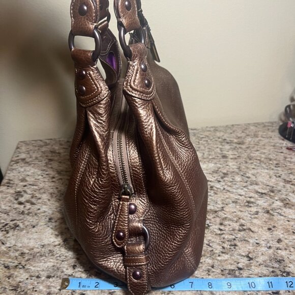 Coach Maggie #14313 Metallic Bronze Leather Bag & Wallet - Picture 3 of 16